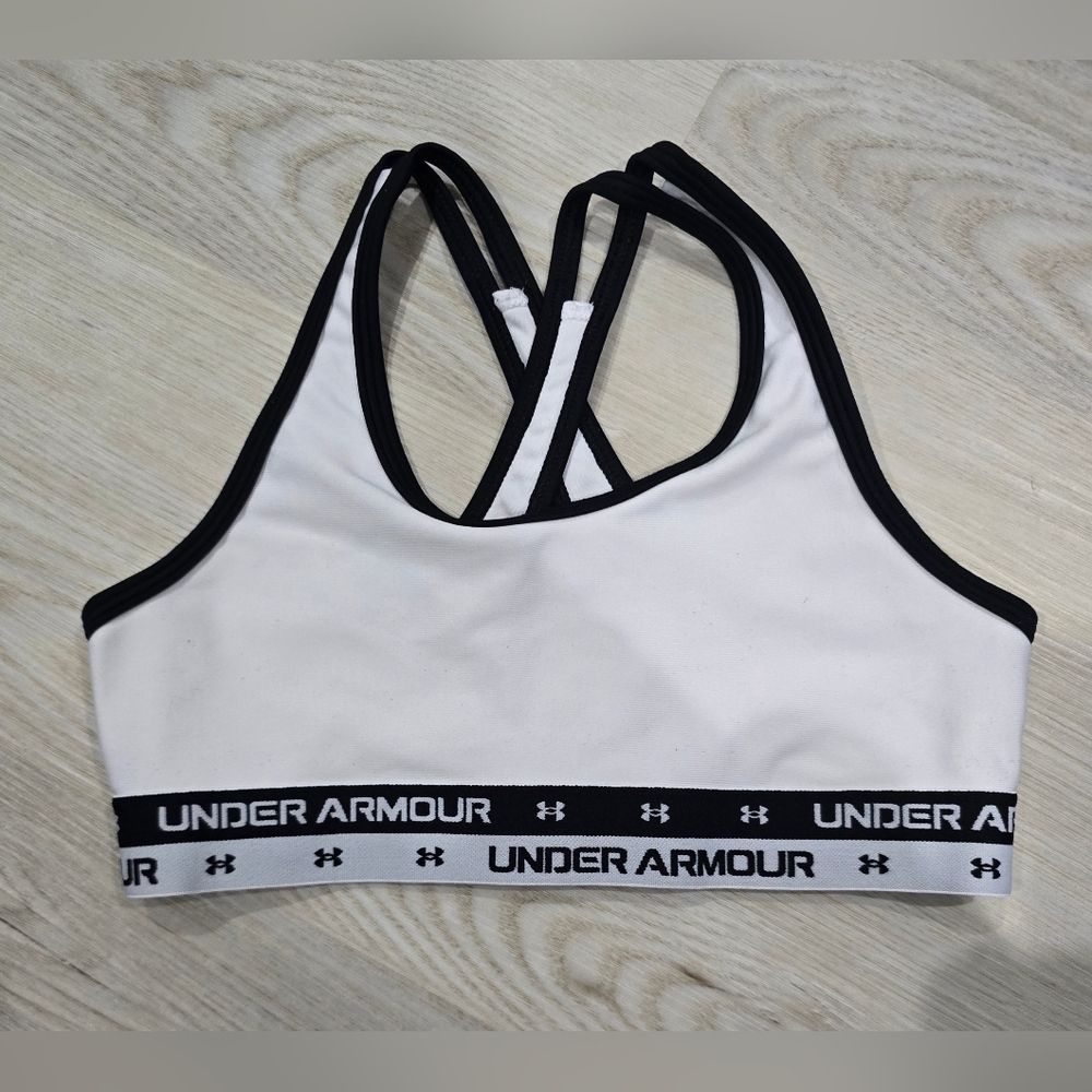 Under Armour Crossback Girls' Sports Bra White Youth Medium